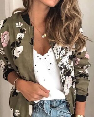 Green floral print bomber jacket (1)