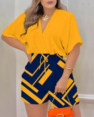 Short sleeve orange playsuit