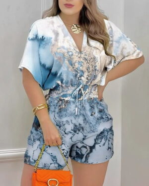 Short sleeve printed playsuit (1)