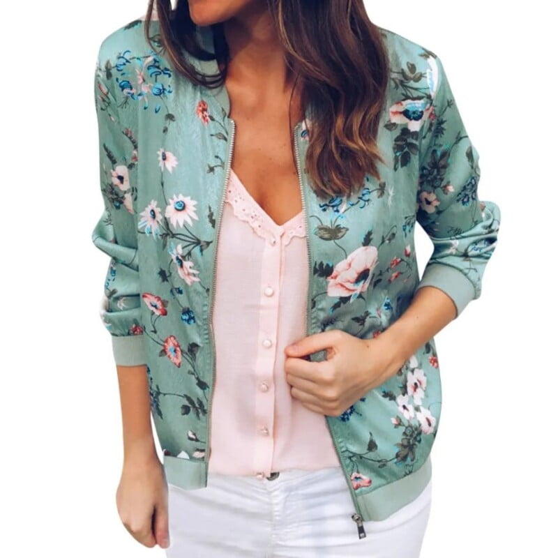 Thin floral bomber jacket-green (4)