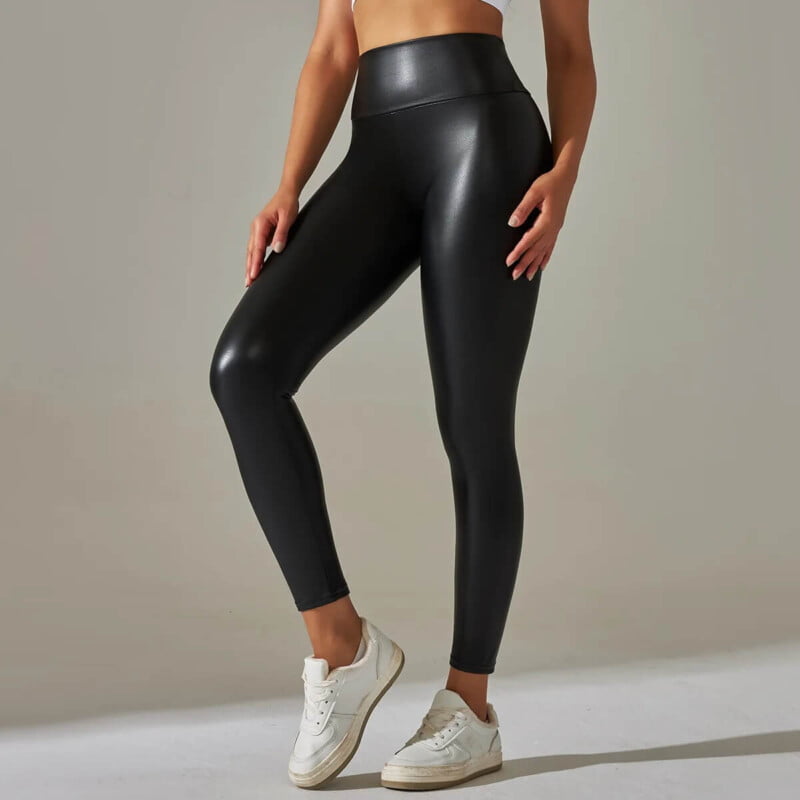 black high waisted faux leather leggings (2)