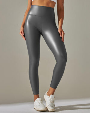 grey high waisted faux leather leggings (2)