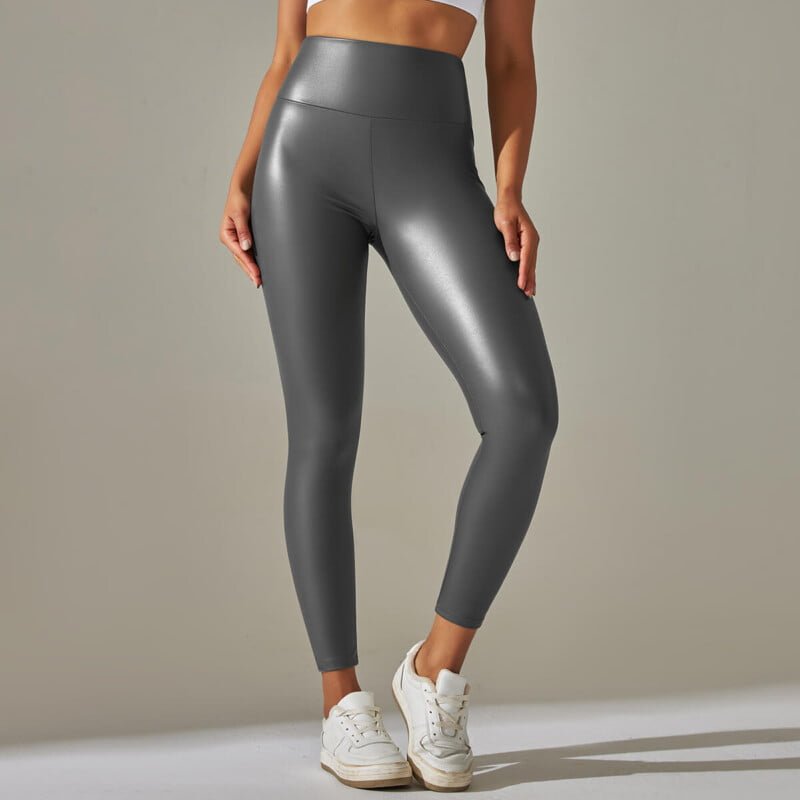 grey high waisted faux leather leggings (2)