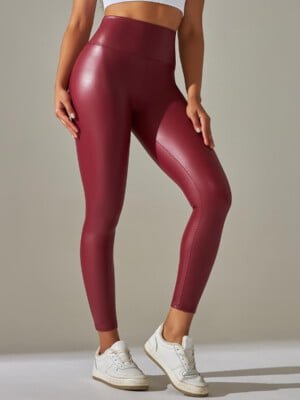 red high waisted faux leather leggings (4)
