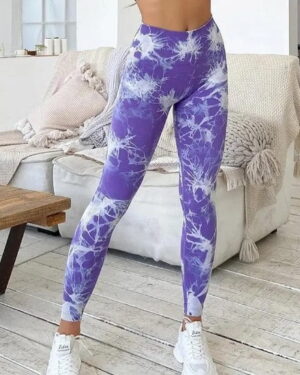 white-Lilac tie dye print fitness leggings (7)