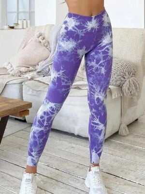white-Lilac tie dye print fitness leggings (7)
