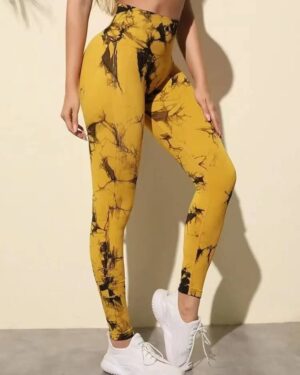 black-yellow-tie dye print fitness leggings (1)