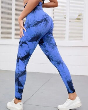 royal-blue-tie dye print fitness leggings
