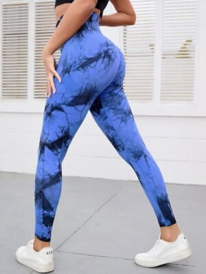 royal-blue-tie dye print fitness leggings