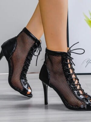 Lace-Up High Heel Sandals - black (3)