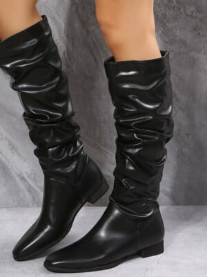 black Ruched knee high boots (2)
