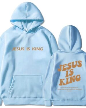Jesus Is King Hoodie – light-blue