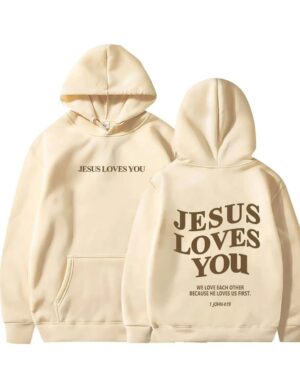 Jesus Loves You Hoodie – khaki
