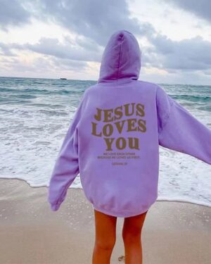 Jesus Loves You Hoodie – lavender-purple
