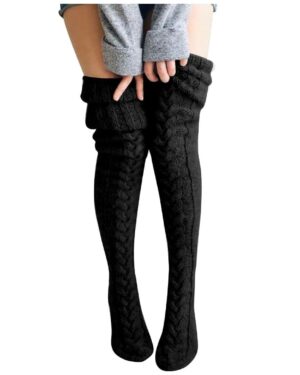 Thick-cable-knit-thigh-high-socks-black-1