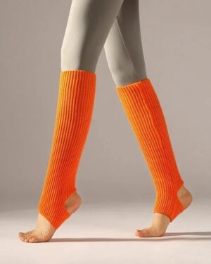 loose knitted leg warmer - neon-orange (1)
