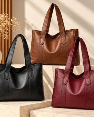 Home - Fashion Trendy Shop Avery Large Tote Bag collection in black, brown and burgundy with wide shoulder straps and spacious structured design