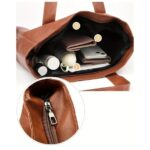 Avery Large Tote Bag-brown (2) Brown Avery Large Tote Bag showing roomy interior with zip closure and space for phone, wallet and everyday essentials
