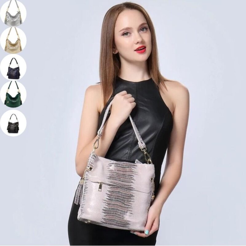 Caiman Alligator Embossed Bucket Bag (13) Caiman Alligator Embossed Bucket Bag 13 - Fashion Trendy Shop