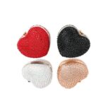 Cupid Rhinestone Heart Clutch (12) Red, black, silver AB and champagne rhinestone heart clutch bags with sparkling crystal embellished surfaces
