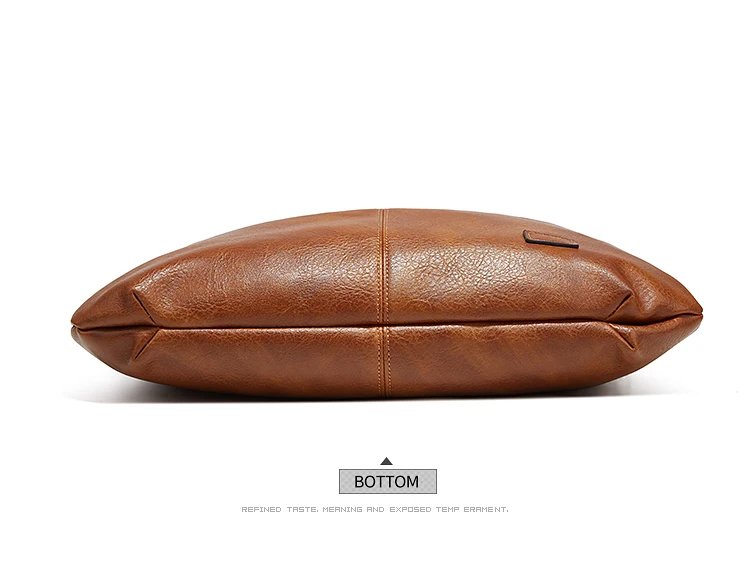 Bottom view of brown Delaney Large Hobo Bag showing textured leather-look material, reinforced stitching and a slim rectangular base