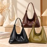 Hollis Slouchy Tote Bag collection in beige, black, coffee brown and olive green with soft oversized shape and adjustable shoulder straps