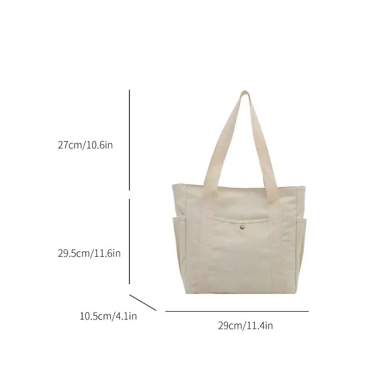 Beige Maren Canvas Tote Bag size chart showing 29 cm width, 29.5 cm height, 10.5 cm depth and 27 cm handle drop