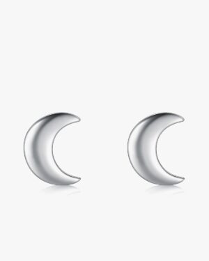 Phoebe crescent moon stud earrings in polished 925 sterling silver
