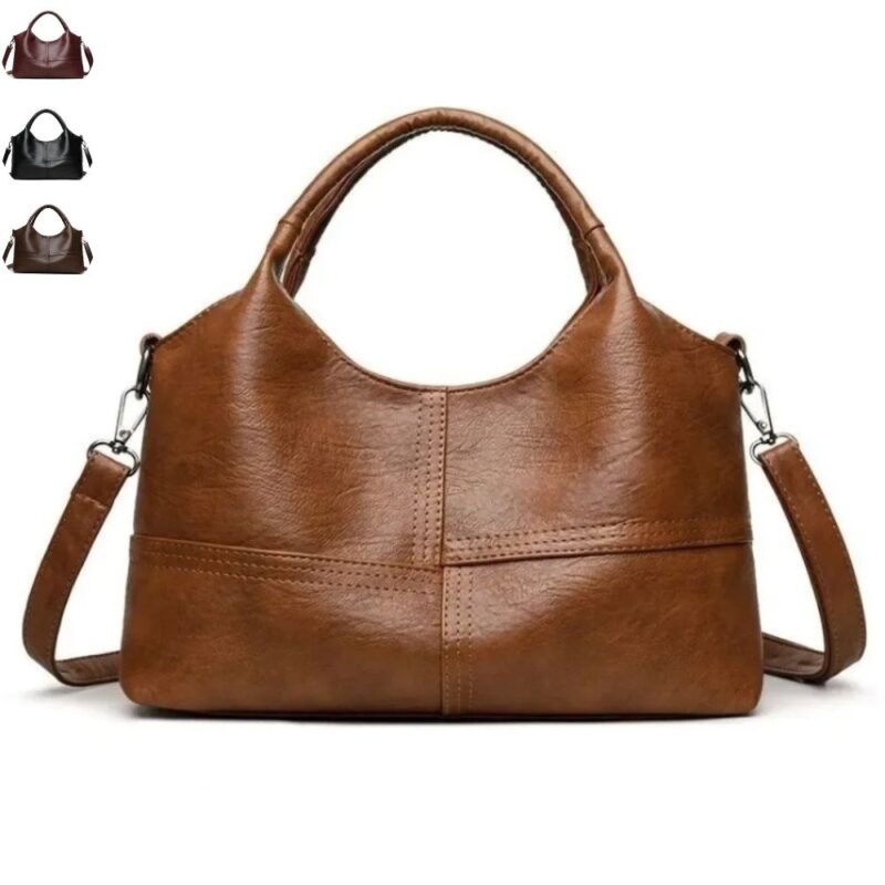 Rowan Retro Crossbody Bag Brown Rowan retro crossbody bag with rounded top handles, detachable shoulder strap and stitched panel detailing