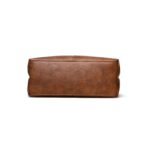 Rowan Retro Crossbody Bag-brown (9) Bottom view of brown Rowan retro handbag showing flat rectangular base and textured finish